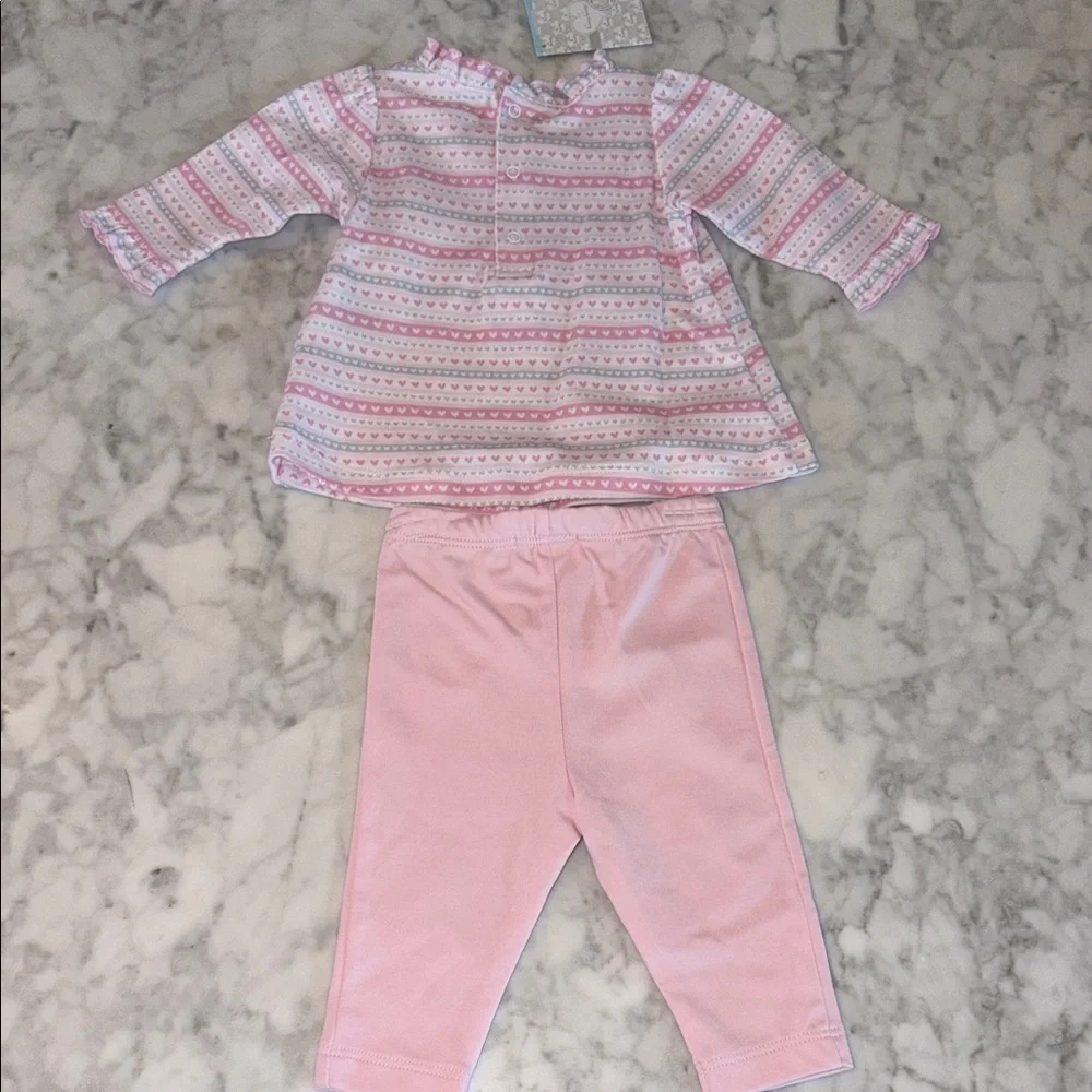 NWT Kissy Kissy Pink & White Striped Ruffle Baby Set